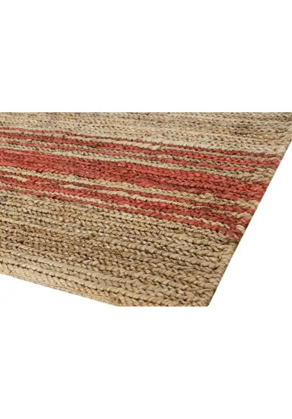 Crimson brush jute dhurrie rug showcasing bold red brush-stroke accents on a natural jute base.