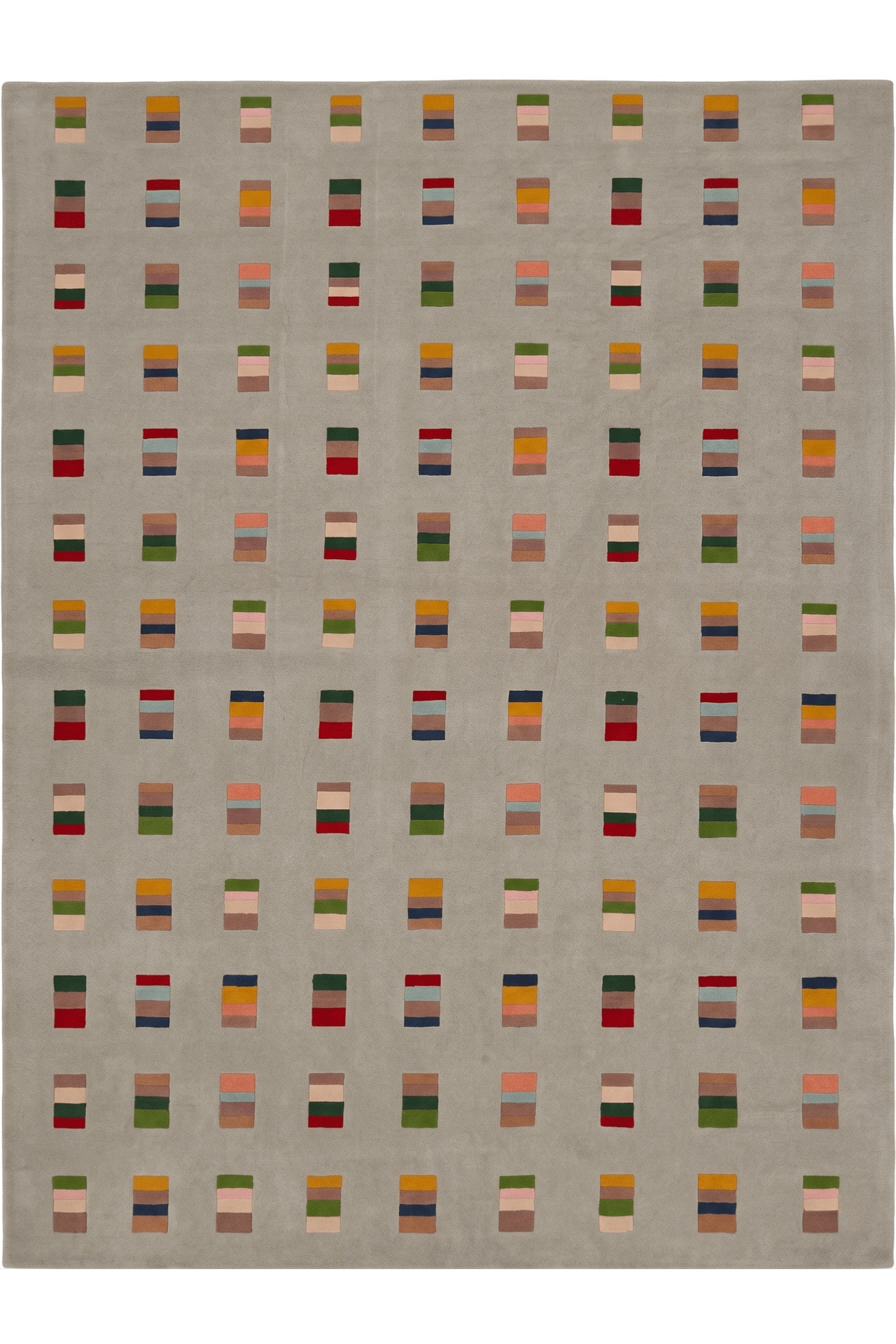 Mosaic Rhythm Rug showcasing geometric pattern area rug with multicolor block motifs on a soft neutral base.