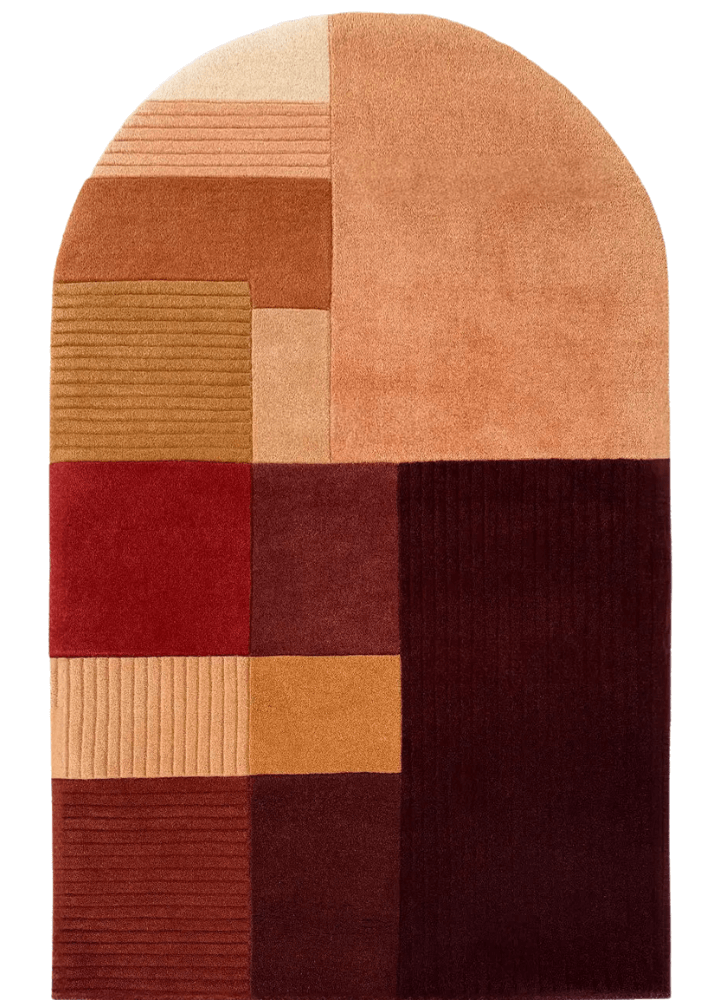 Sunset Earth-Toned Arch Hand-Tufted Wool Rug