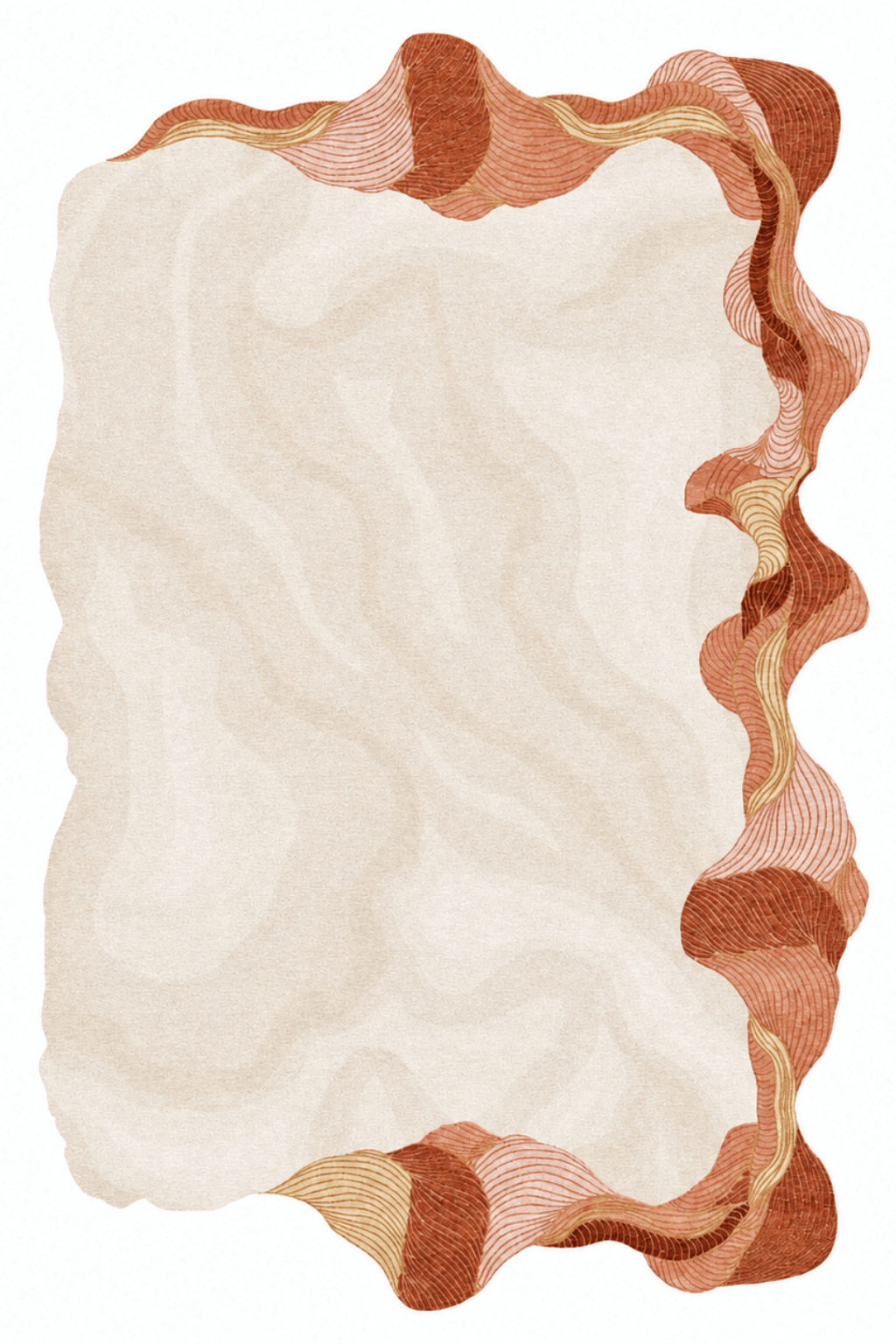 Sienna Flow Sculpted Rug featuring soft ivory base with terracotta, clay, caramel, and blush toned sculpted edges.