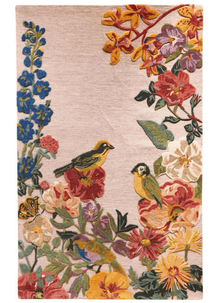 Bird Printed Nathalie Floral Hand Tufted Rug