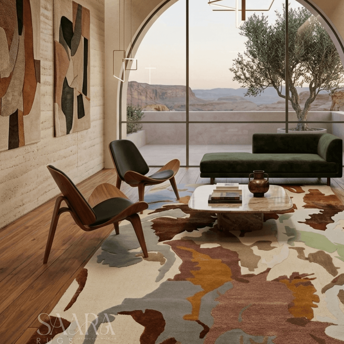 desert abstract wool rug - Abstract Wool Rug - Desert Bloom Abstract ...