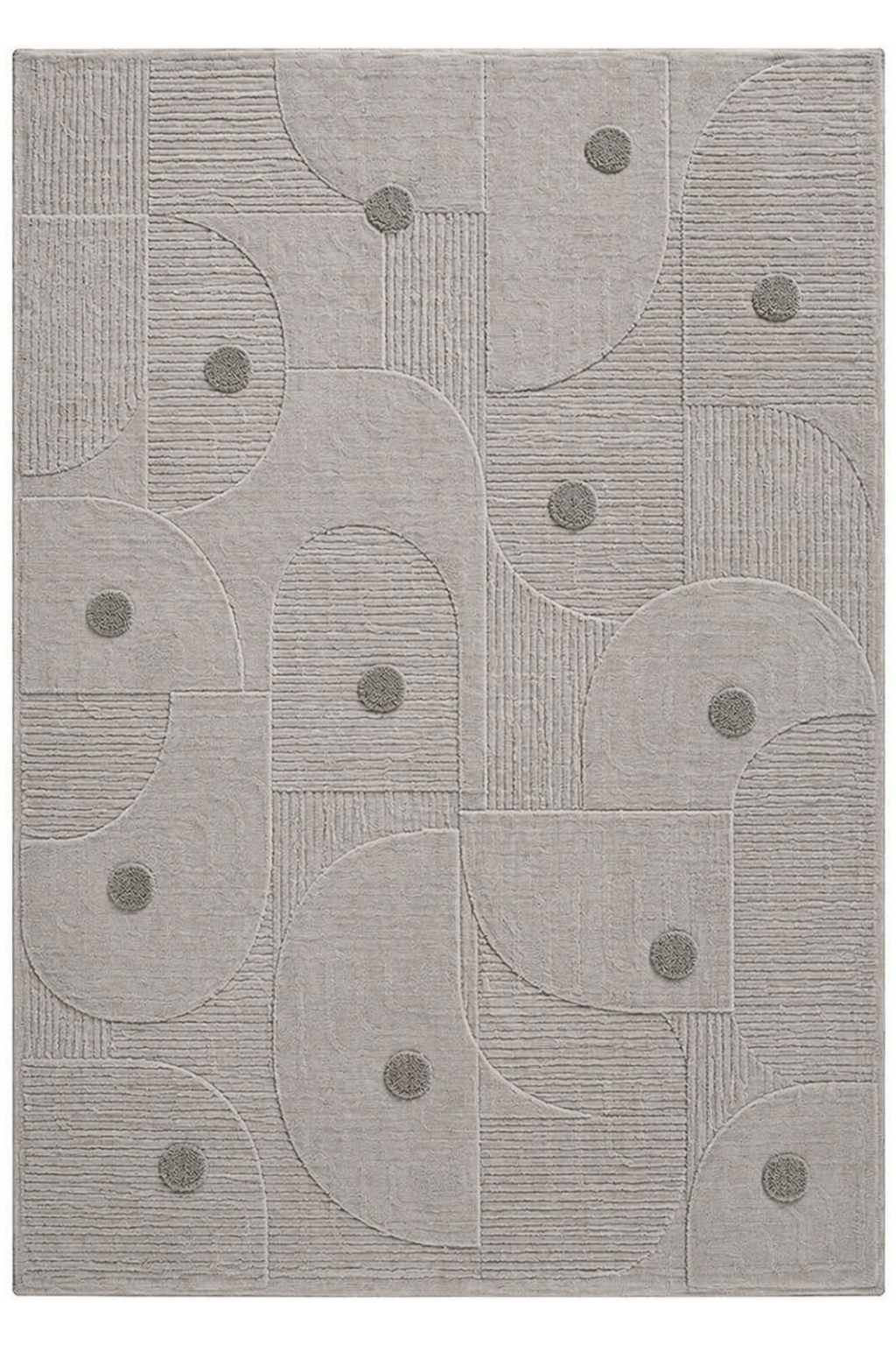Arc Grid Sculpted Rug featuring geometric patterned rug design with smooth cut areas and raised tufted dots.
