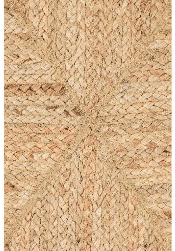 Natural jute round rug featuring a clean braided weave and textured design perfect for home decor.