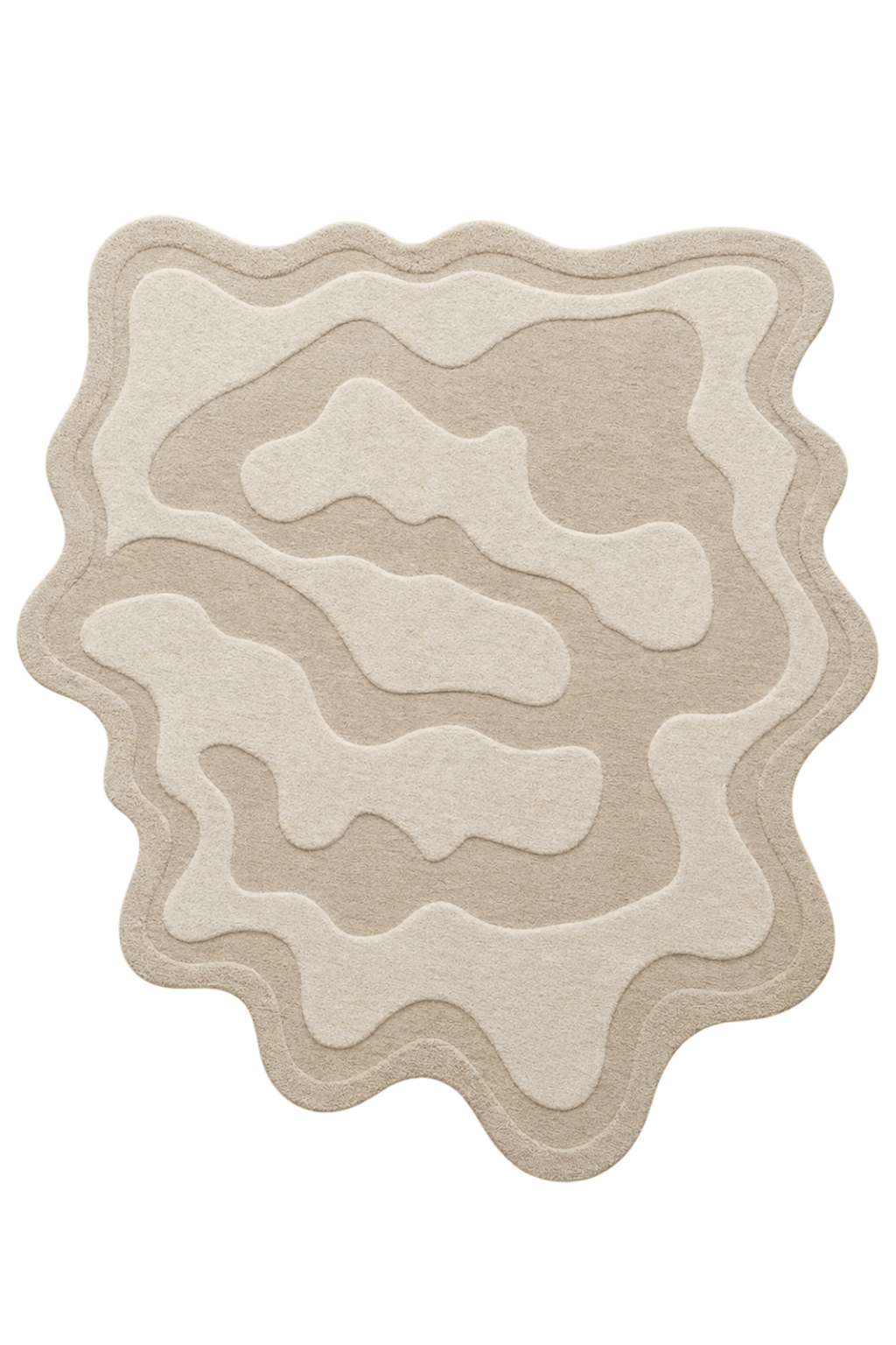 Desert Contour Luxe Rug featuring organic, flowing lines in neutral tones of cream and warm beige.