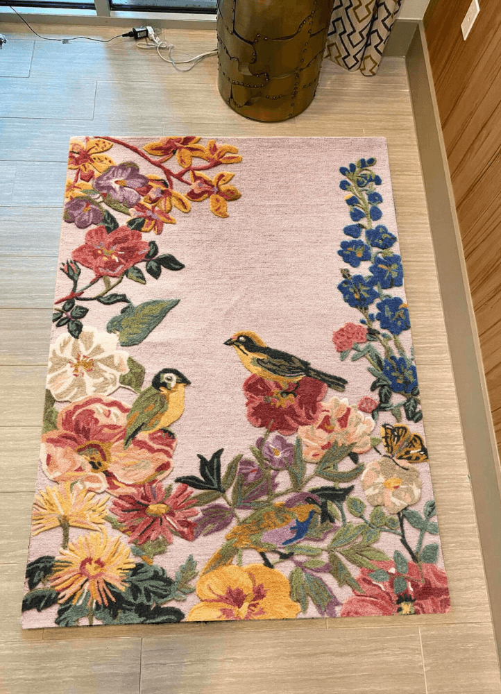 Bird Printed Nathalie Floral Hand Tufted Rug