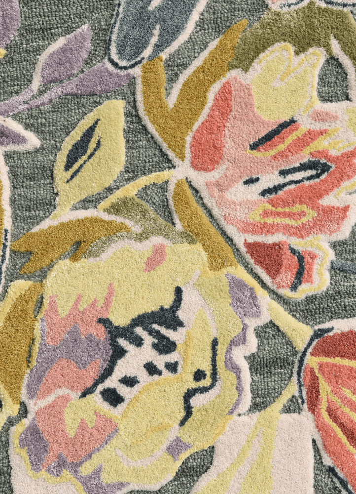 Puzzle Greenre Floral Hand Tufted Rug