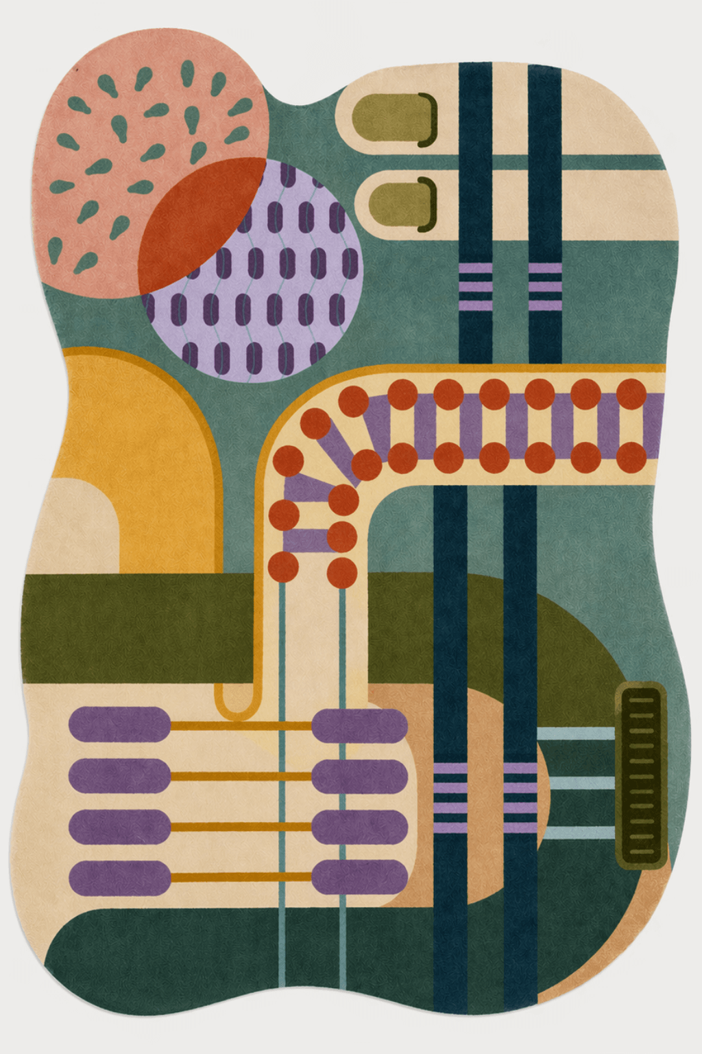 modern geo flow sculpted rug featuring abstract geometric patterns and vibrant colors for artistic décor.