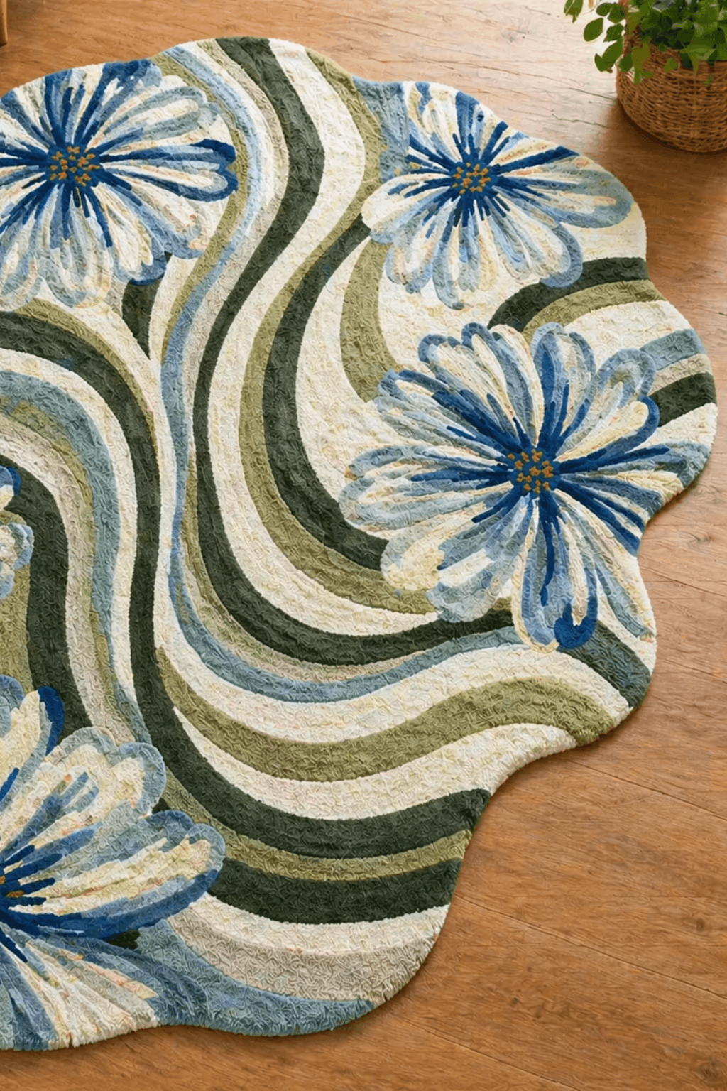Verdant Wave Floral Rug – Sculpted Organic Statement Piece