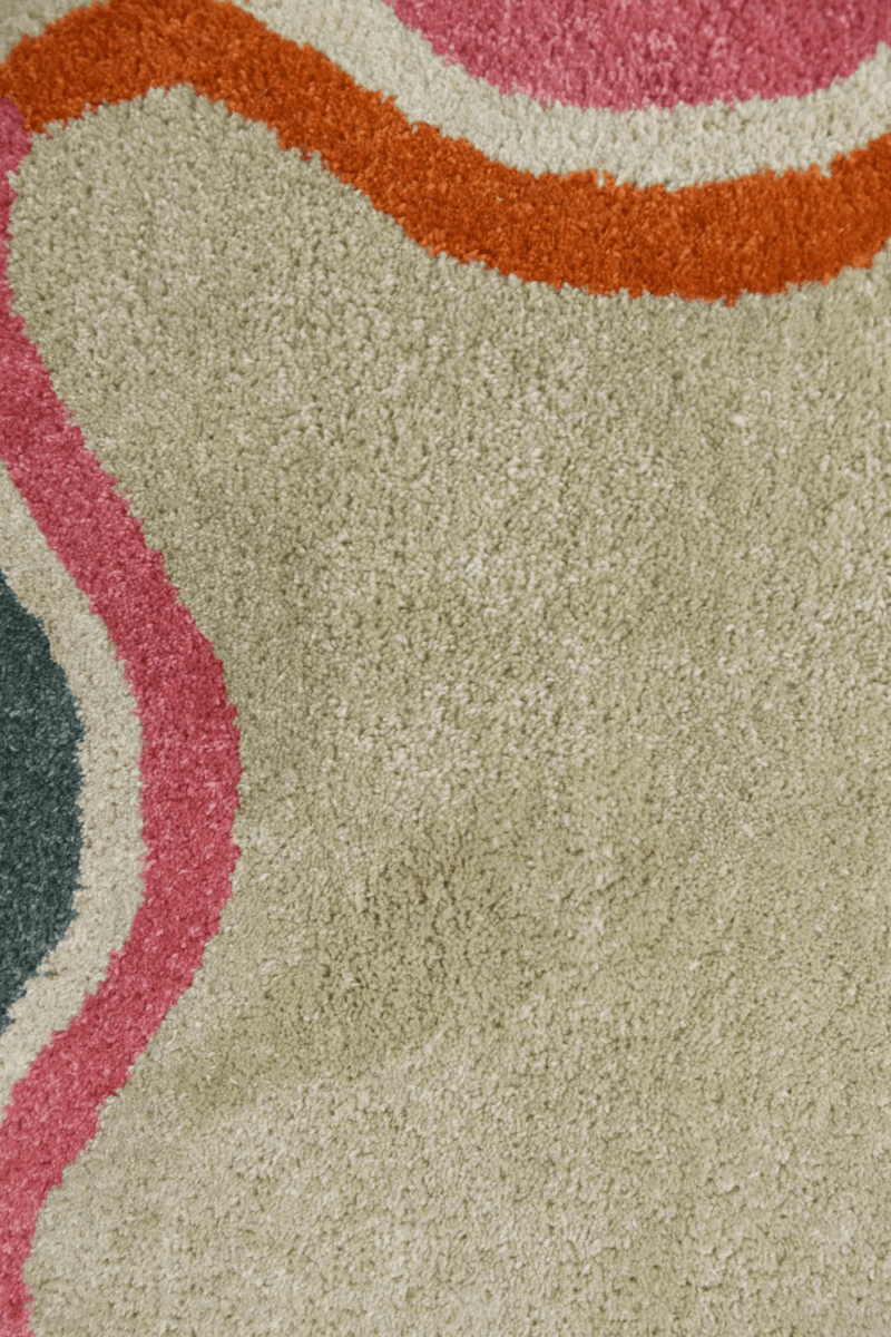 scallop edge area rug - Soft Ivory with Multicolor Edges – Saara Rugs