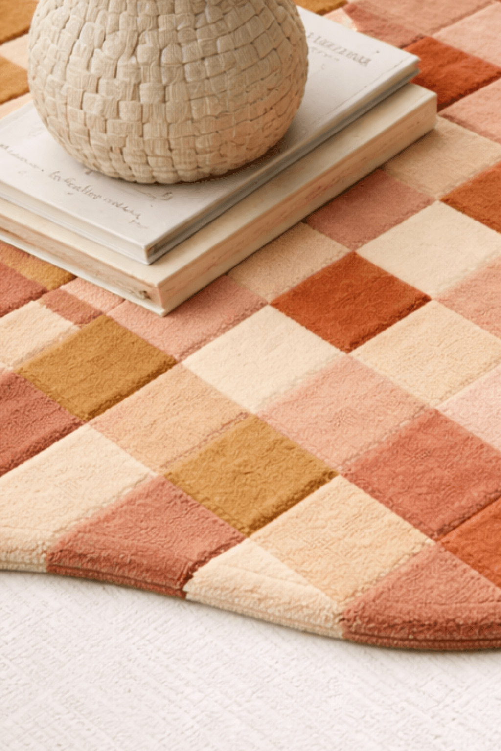 Terracotta Grid Sculpt Rug