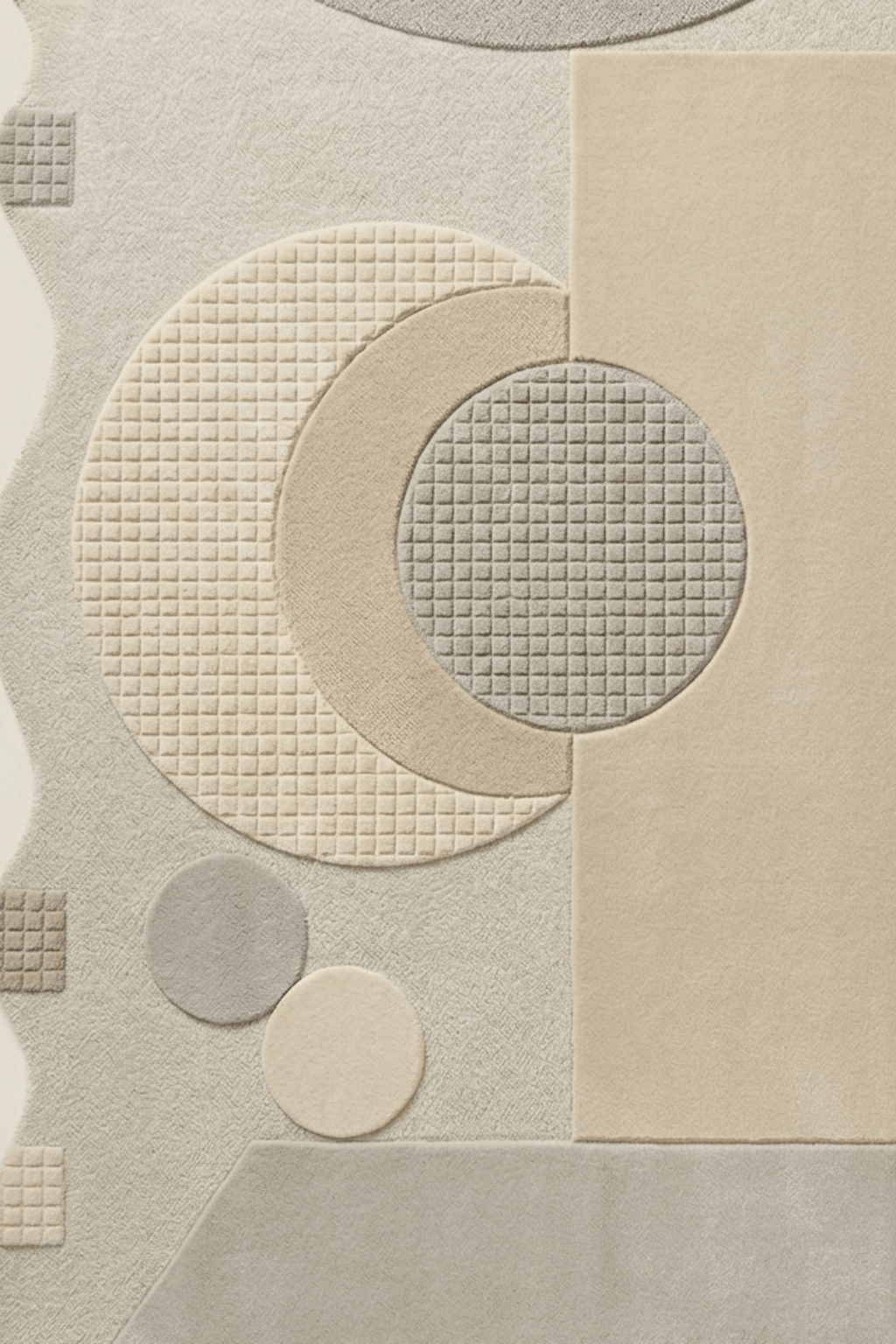 Luna abstract hand-tufted rug featuring a unique organic design with circular shapes in muted tones.