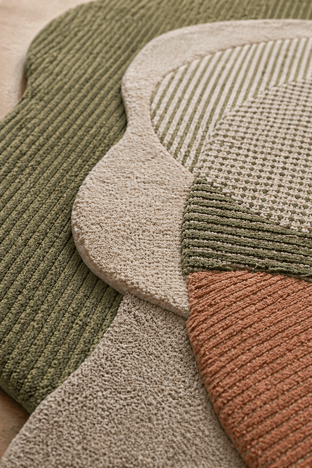 Terra Layers sculpted abstract rug showing various colors and textures in a modern design.