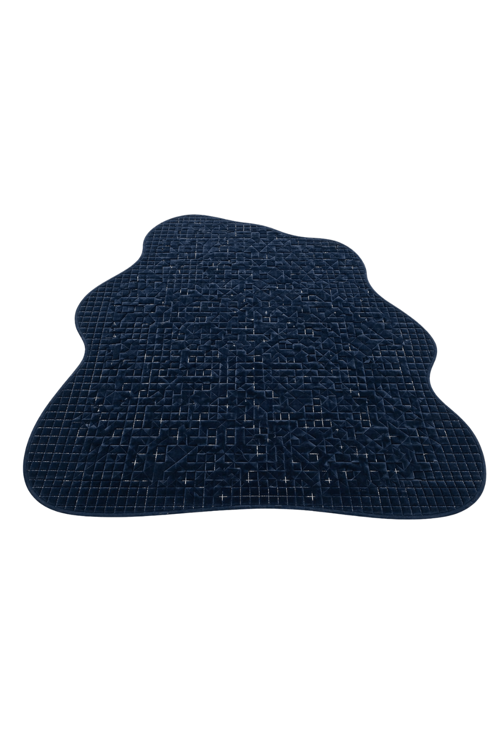 Midnight Origami Sculpt Rug, a decorative origami sculpture rug with hand-carved patterns in deep navy.