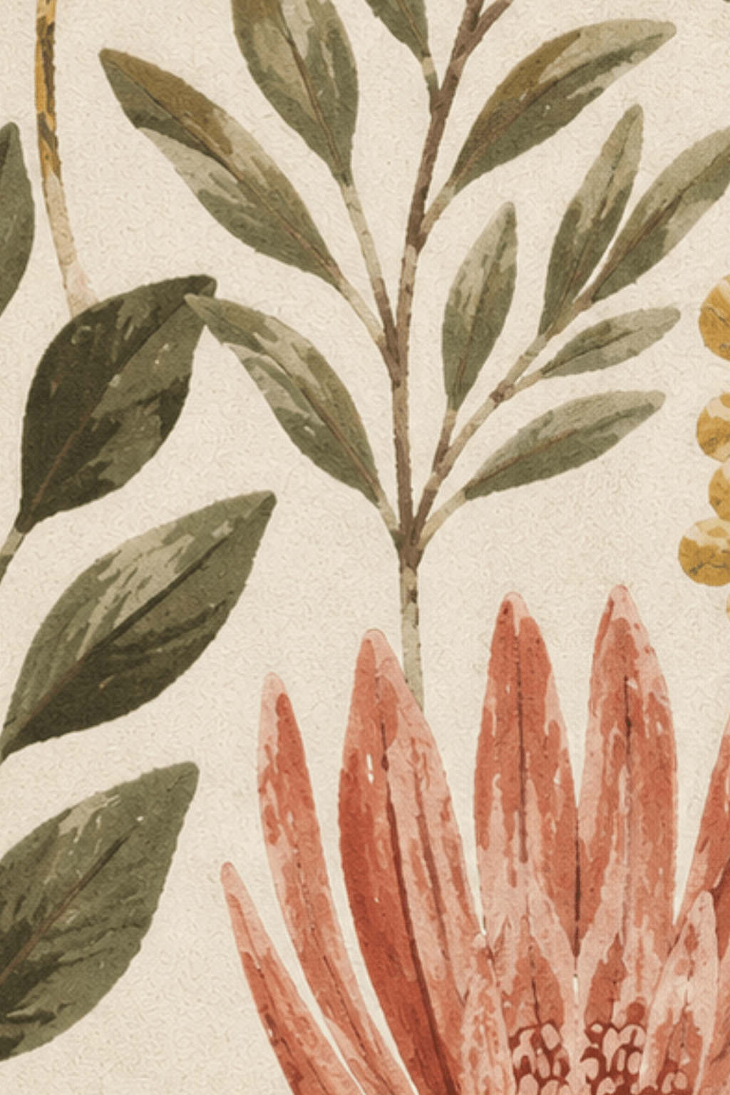 Botanical meadow rug with vibrant floral motifs and layered foliage design.
