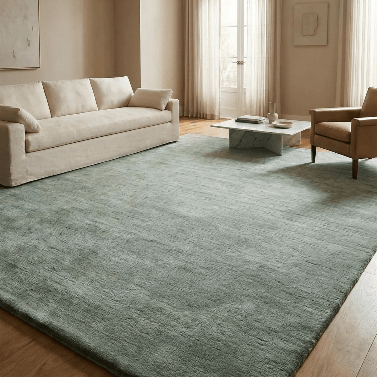 serene sage solid rug - Elegant Home Decor – Saara Rugs