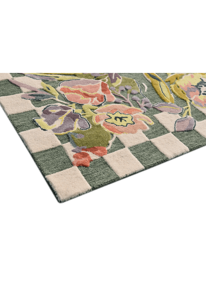 Puzzle Greenre Floral Hand Tufted Rug