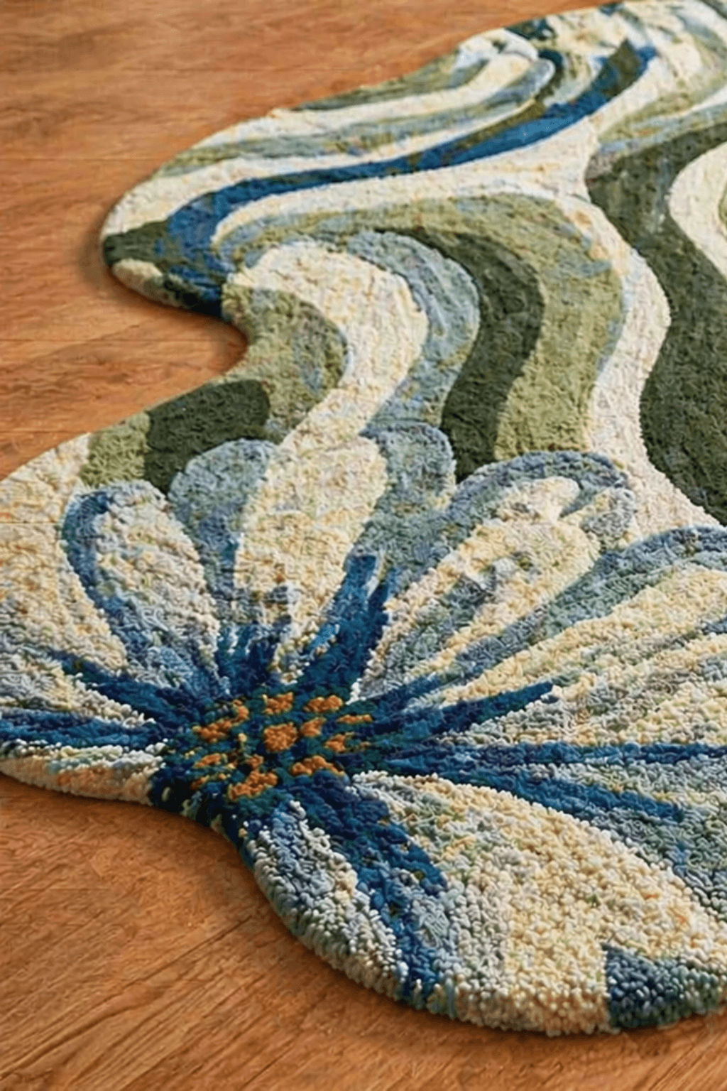 Verdant Wave Floral Rug – Sculpted Organic Statement Piece