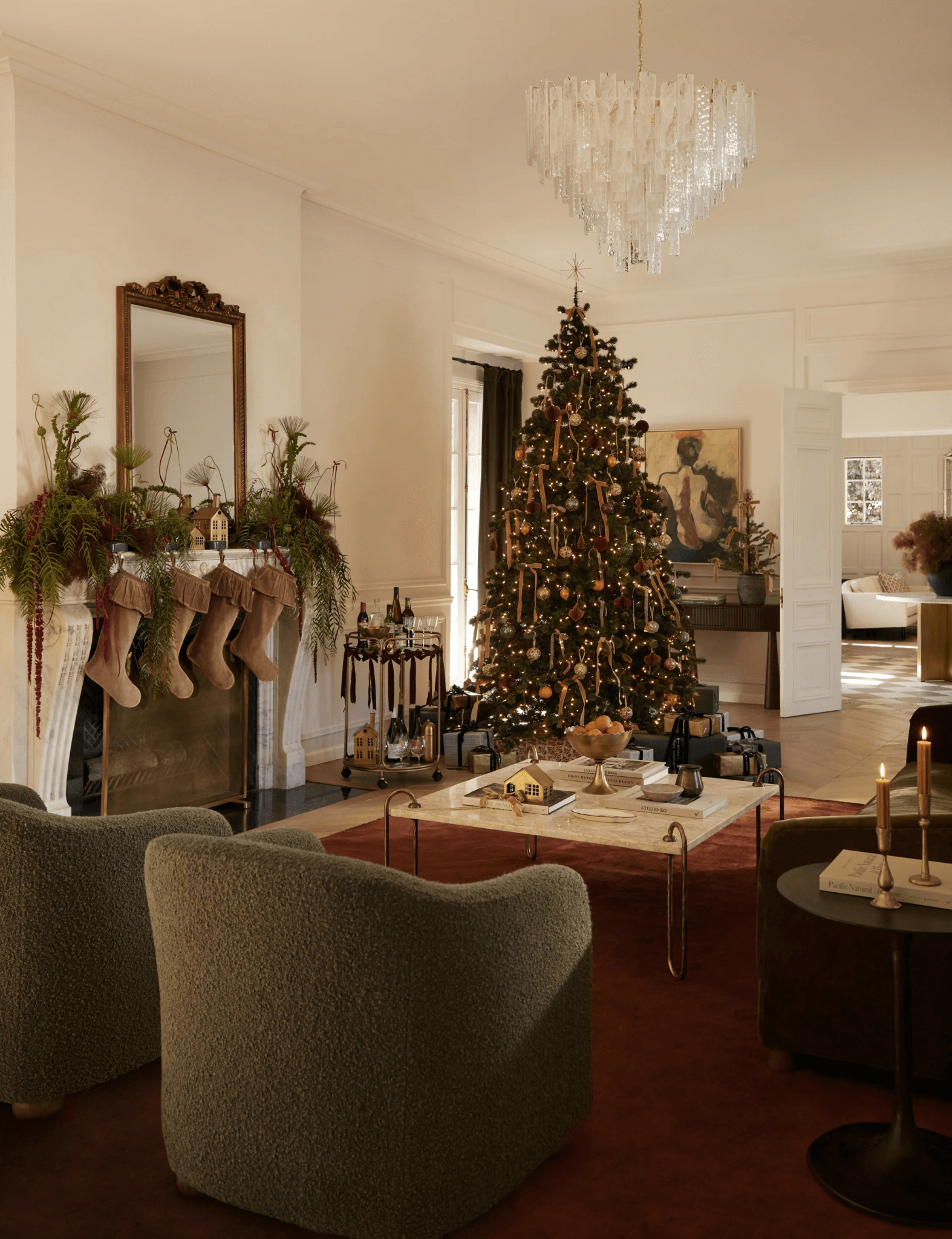 Luxe Striato Viscose Rug in Rust