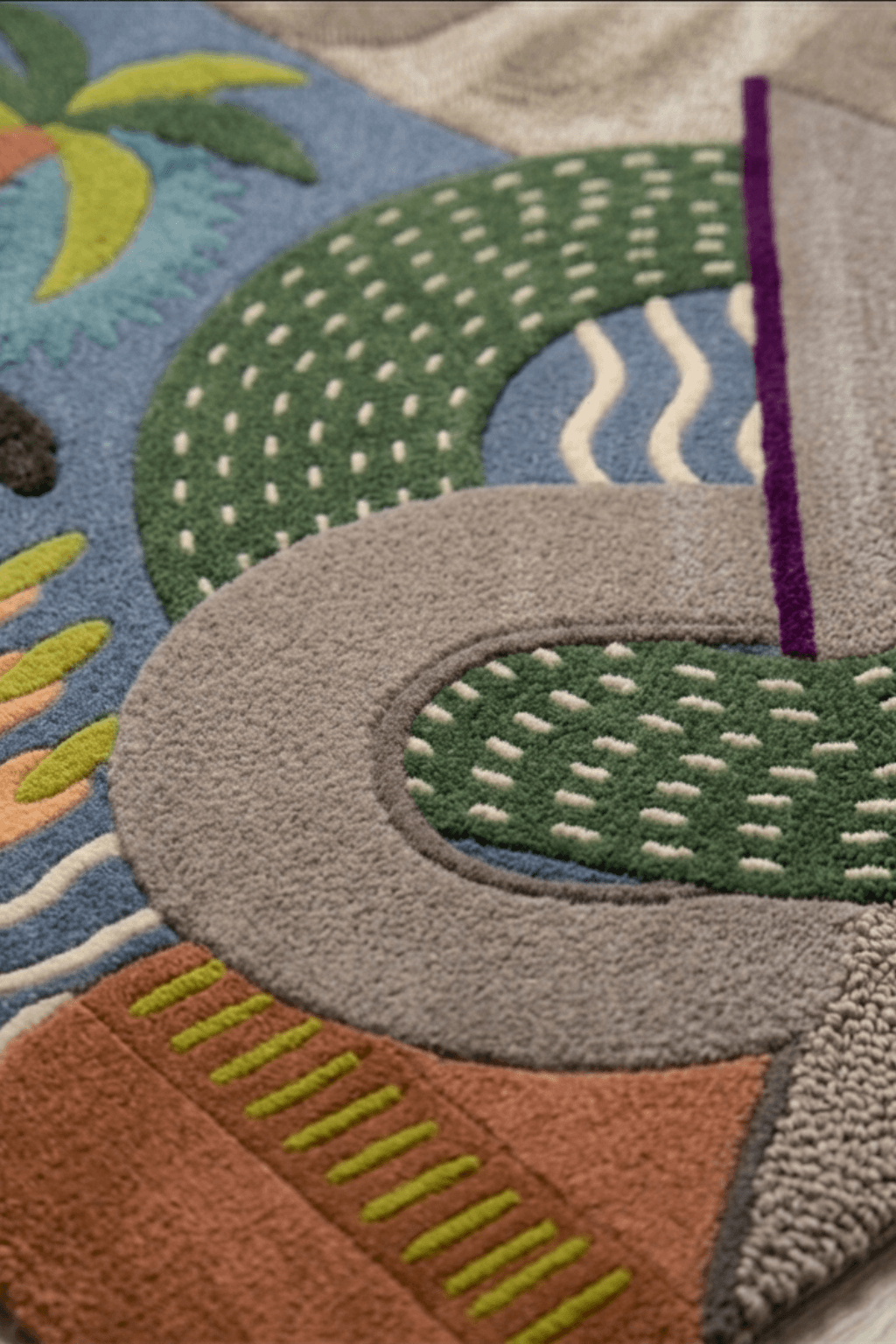 Chroma-Flow irregular area rug showcasing unique textures and bold patterns in a vibrant and artistic design.