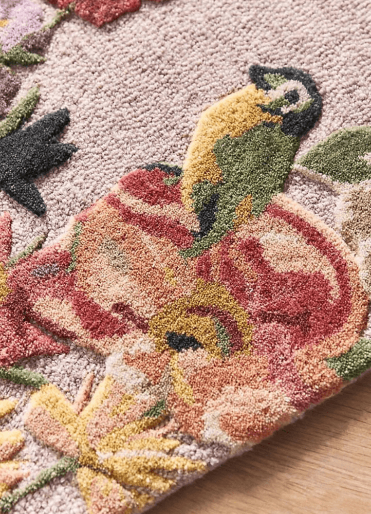 Bird Printed Nathalie Floral Hand Tufted Rug