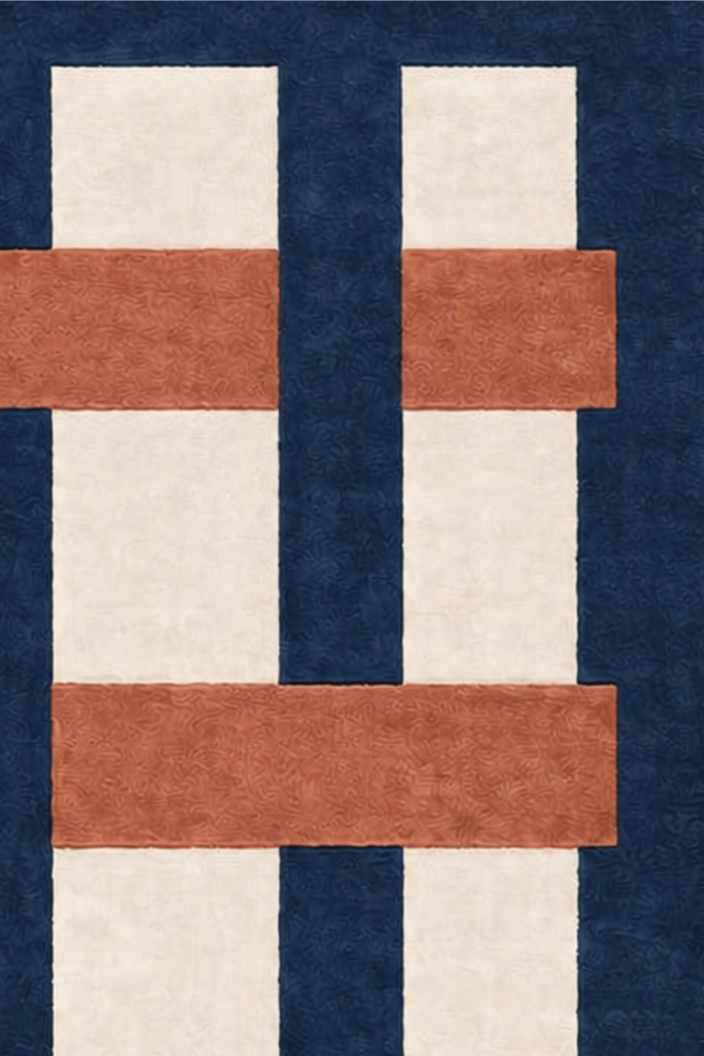 Ivory hand-tufted wool rug with a sculptural grid design featuring textured bands and dot accents.