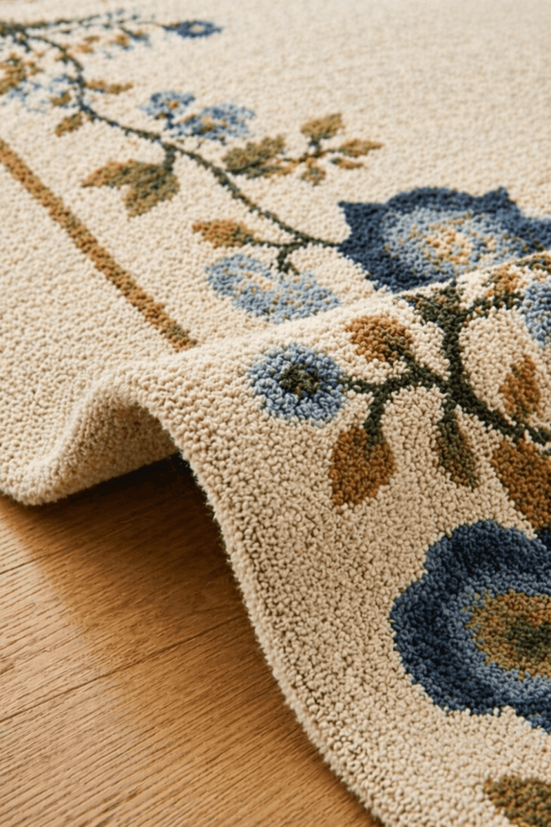 floral border wool rug - Hand-Tufted Wool Elegance – Saara Rugs