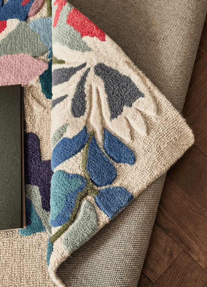 Natural & Pink Bright Floral Hand Tufted Rug