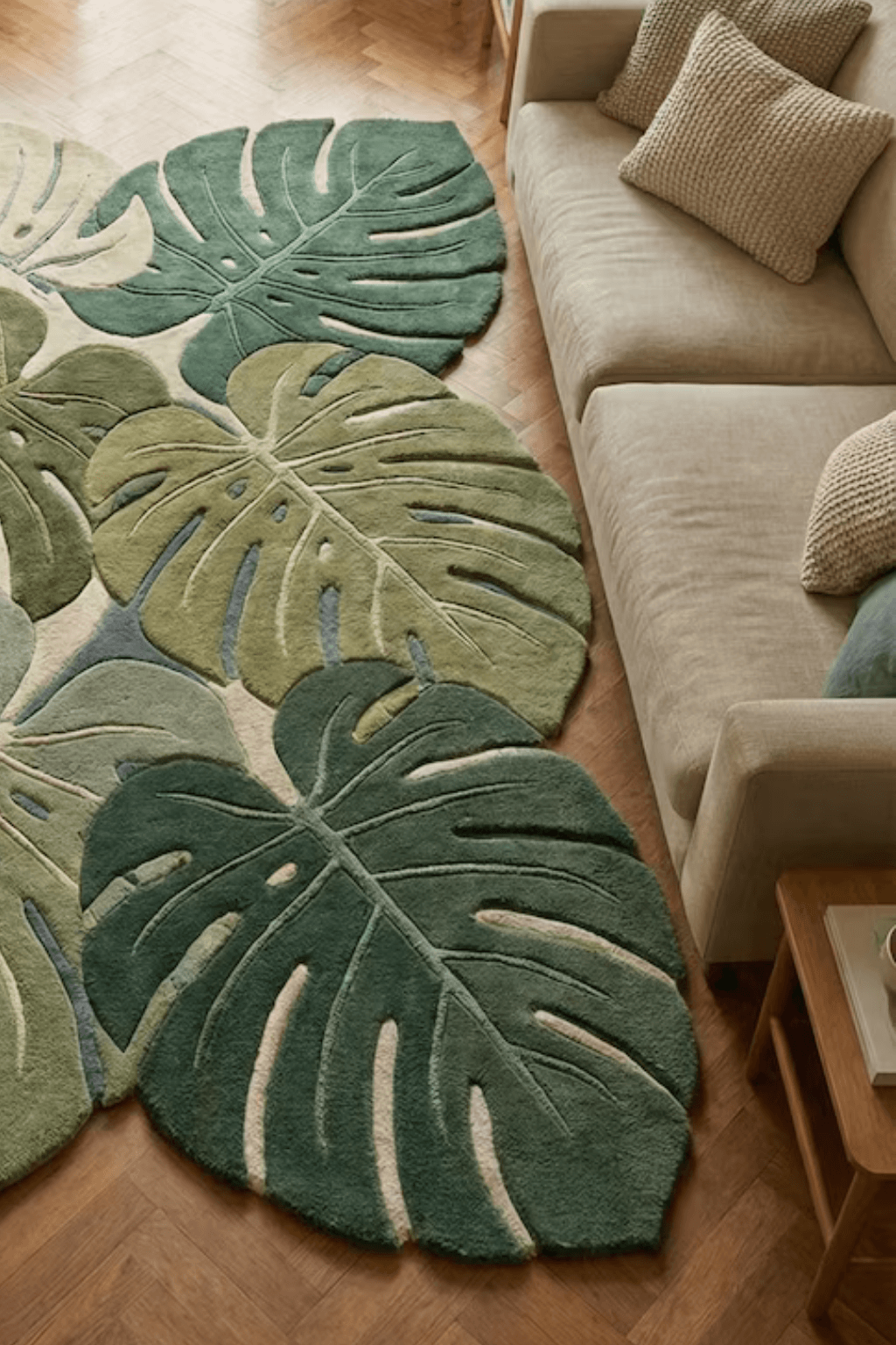 Monstera Leaf Sculpted Rug