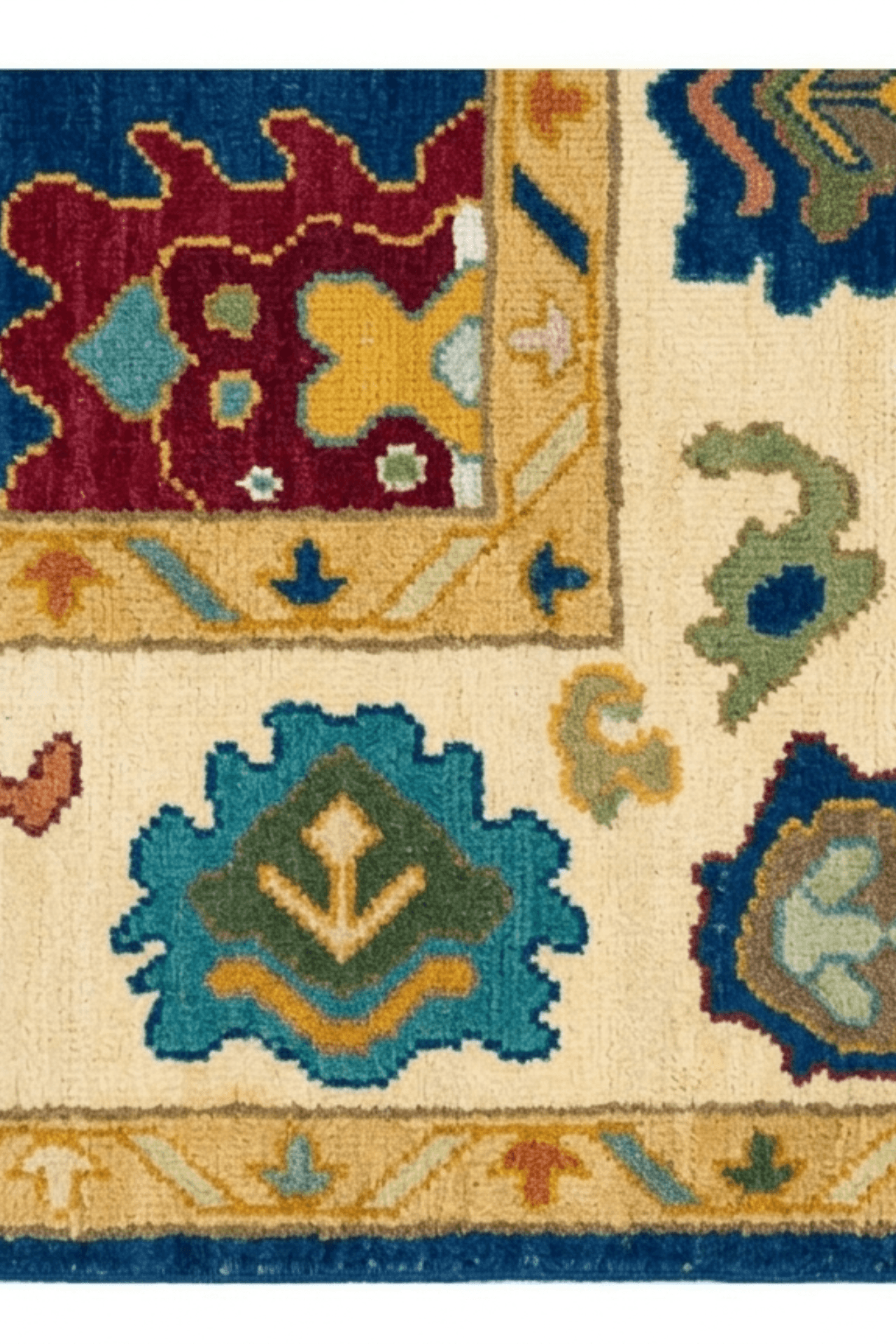 Heritage Bloom Hand-Knotted Wool Rug – Deep Blue Field with Artisan Motifs