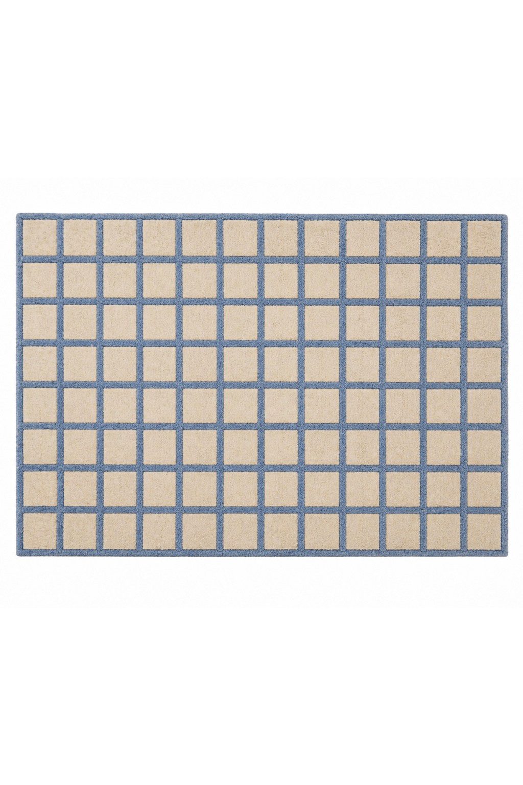Azure Grid Wool Rug – Modern Hand-Tufted Geometric Carpet