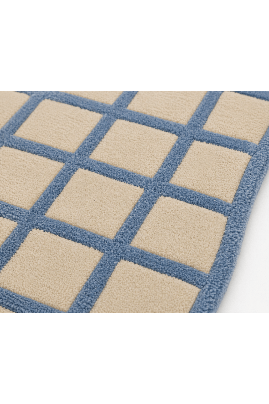 Azure Grid Wool Rug – Modern Hand-Tufted Geometric Carpet