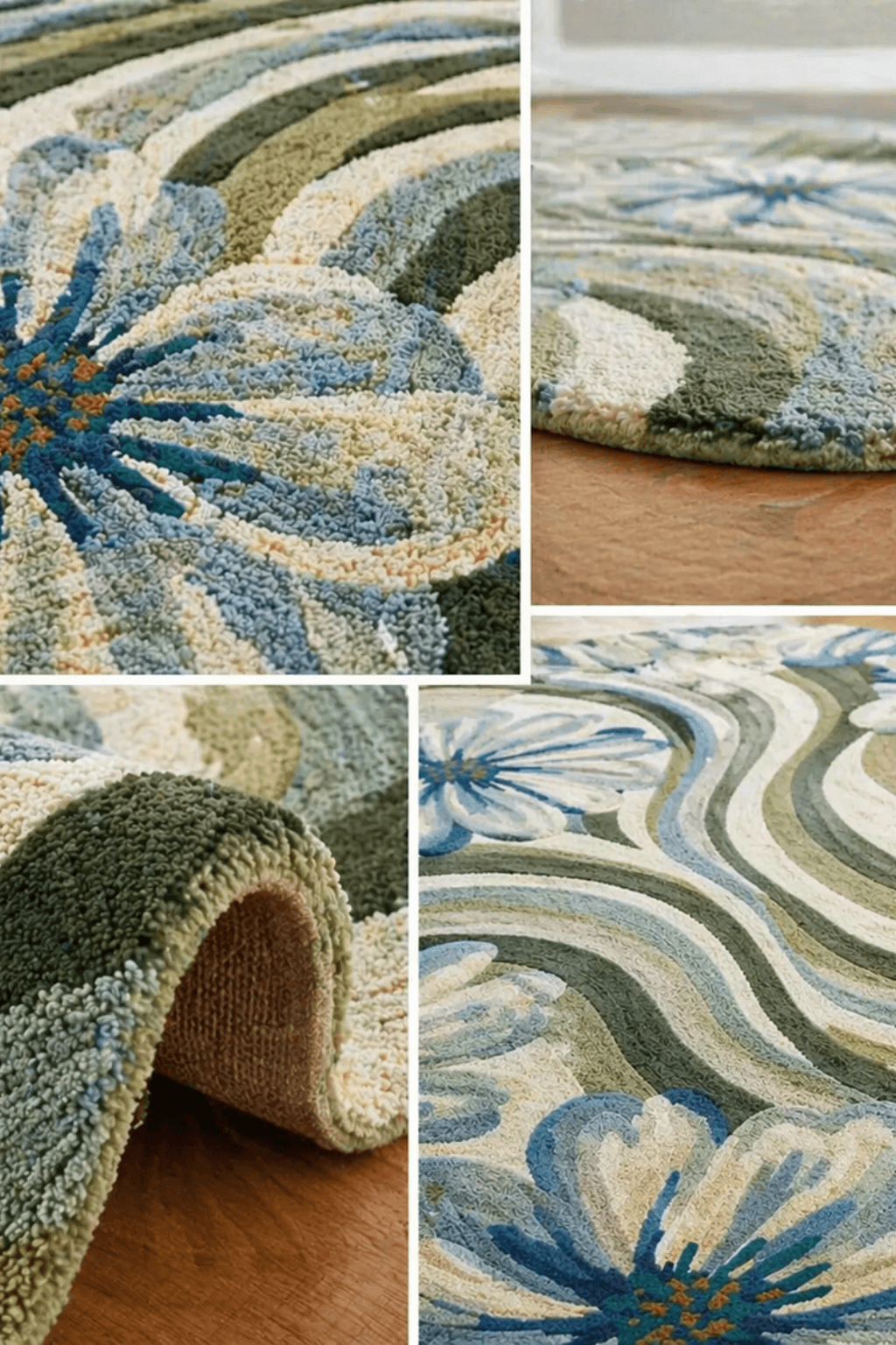 Verdant Wave Floral Rug – Sculpted Organic Statement Piece