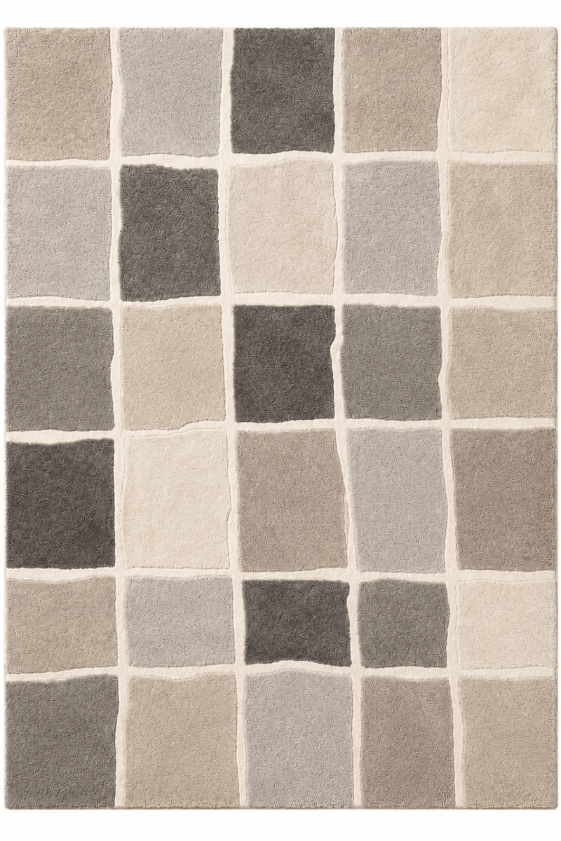 modern monochrome mosaic rug - geometric pattern area rug – Saara Rugs