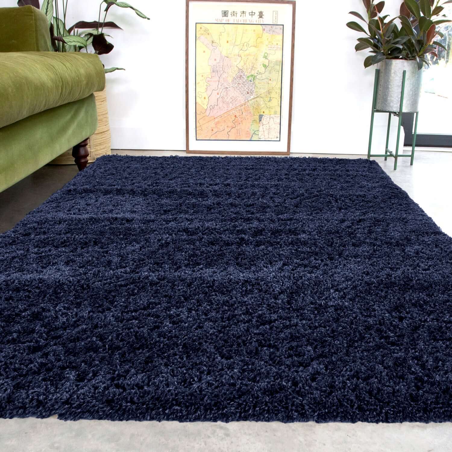 Navy Super Soft Luxury Shaggy Rug