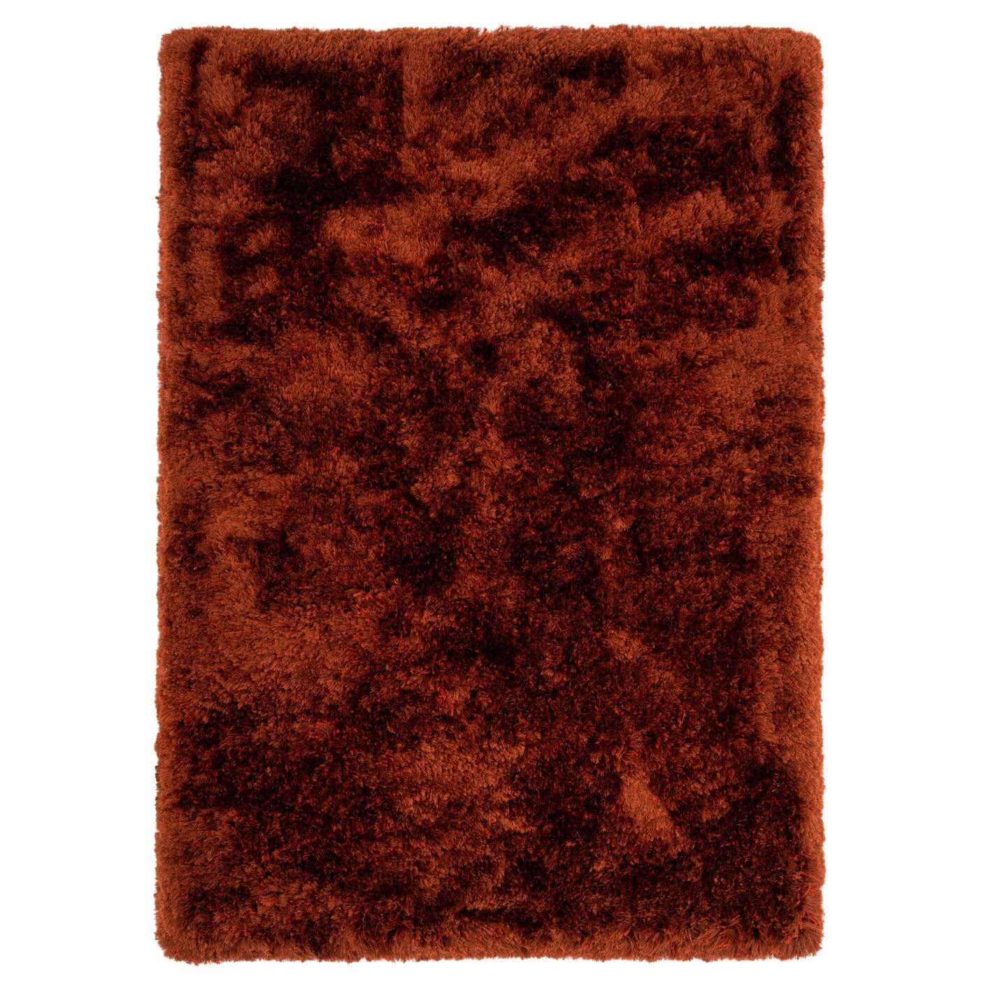 Rust Orange Shaggy Rug Plush Soft