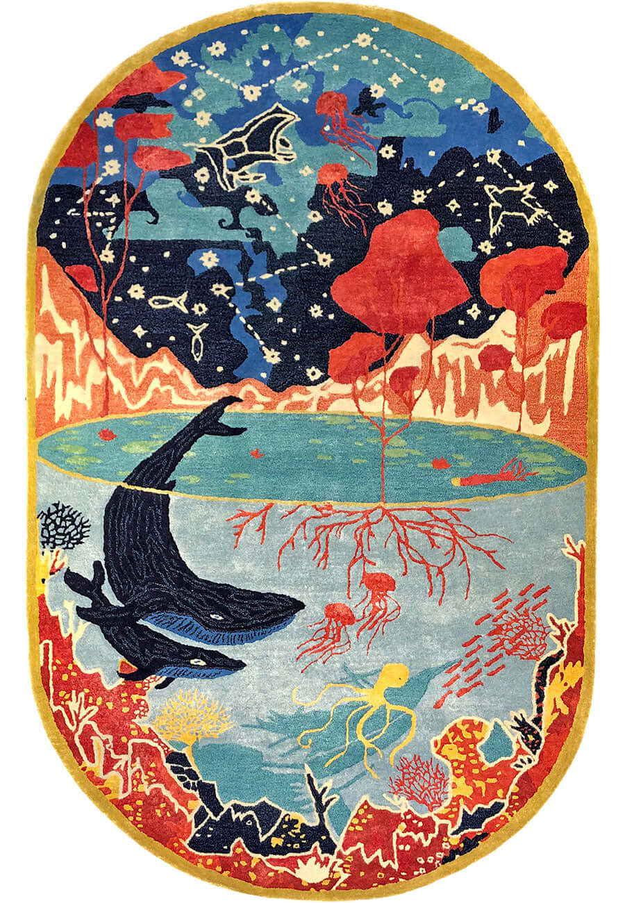 Sea Whale Hand-Tufted Rug - 5x8 ft