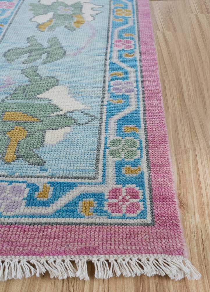 Pink & Capri Hand-Knotted Rug