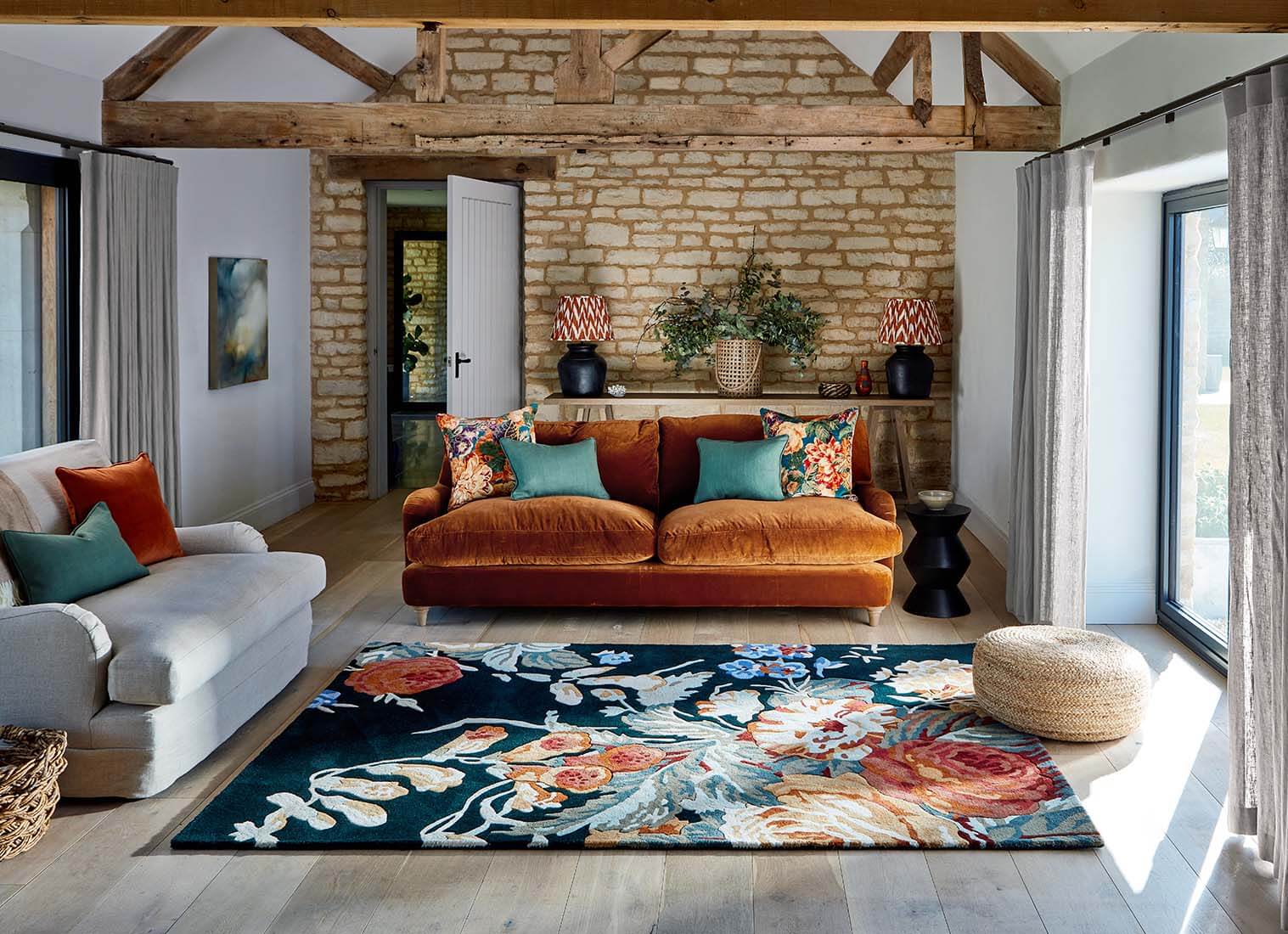 Park Navy/Burnt Orange Hand-Tufted Rug