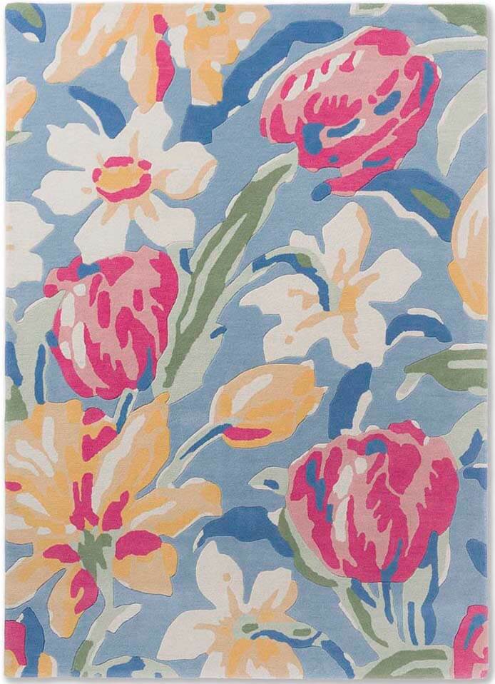 Floral Breeze China Blue Hand-Tufted Rug