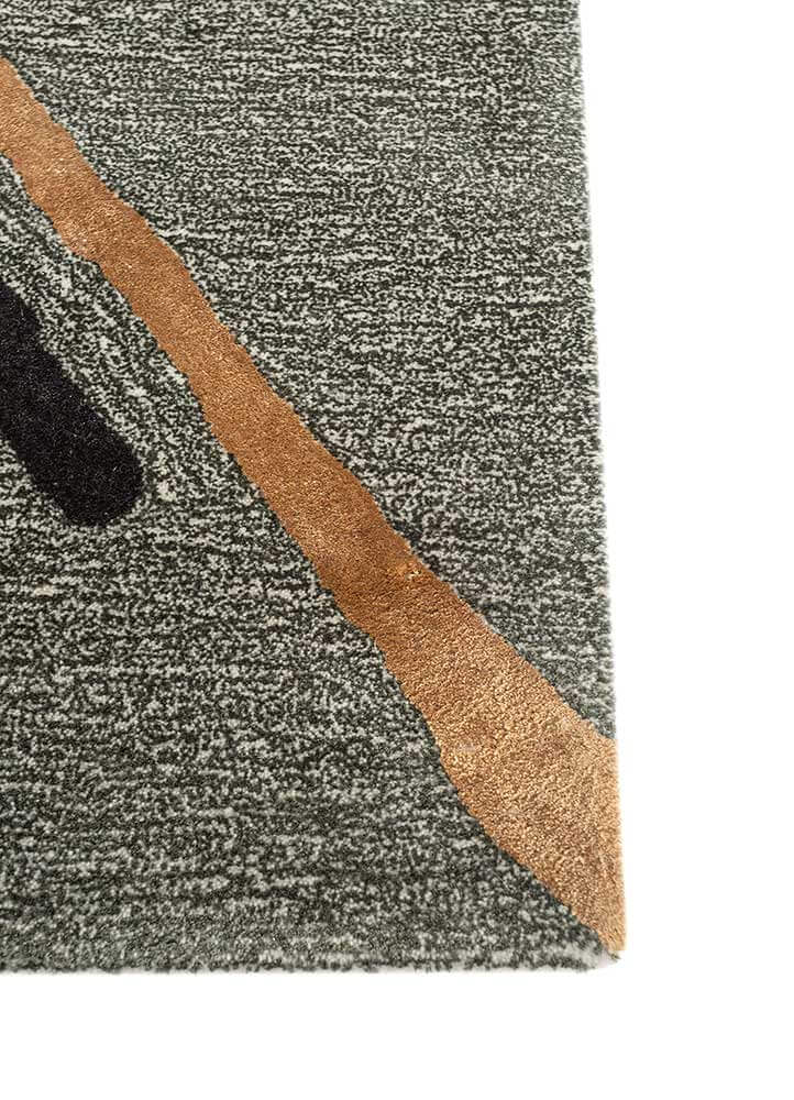 Marble & Dark Amber Gold Abstract Hand-Tufted Rug