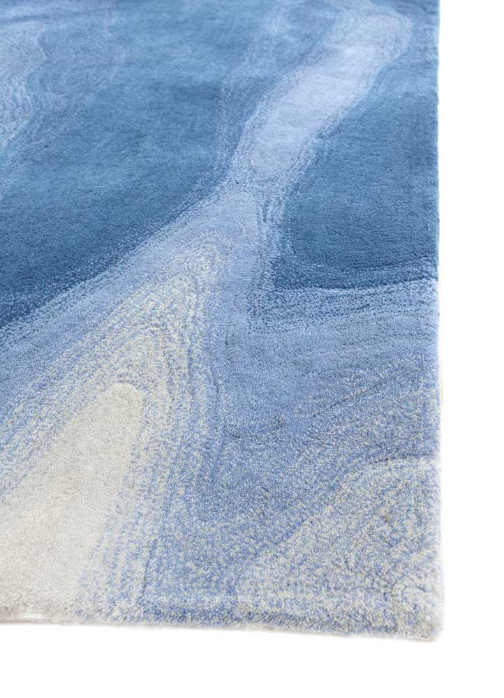 Cashmere Cloud & Dream Blue Abstract Hand-Tufted Rug