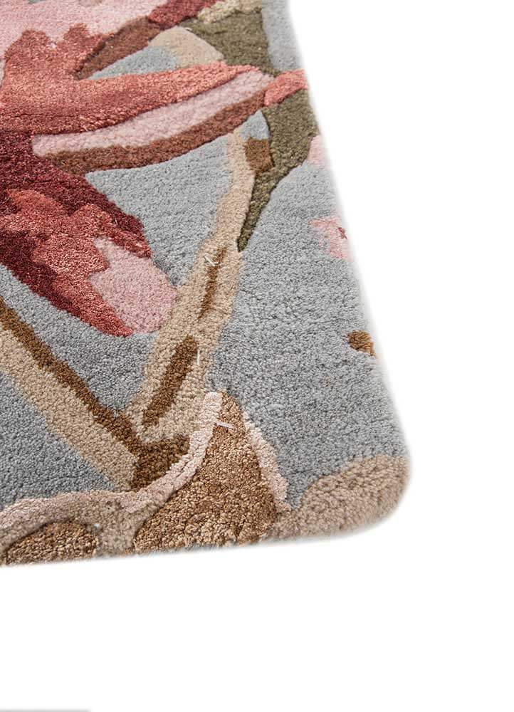 Pearl Blue Floral Hand Tufted Rug