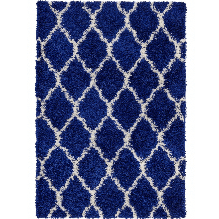 Navy Moroccan Trellis Shaggy Rug