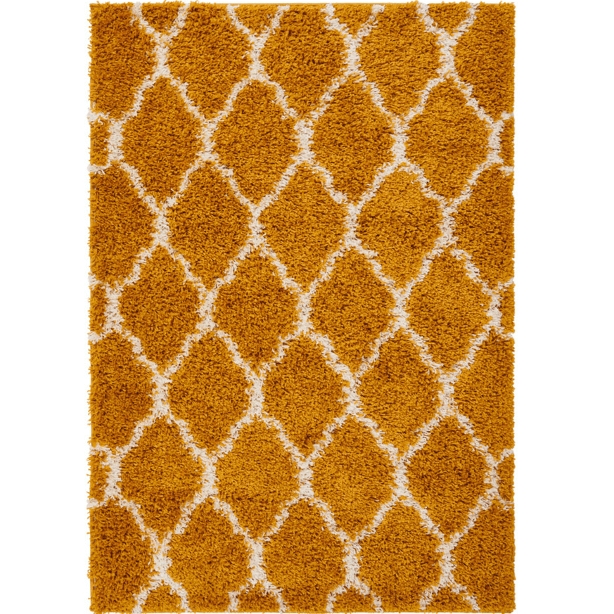 Yellow Moroccan Trellis Shaggy Rug