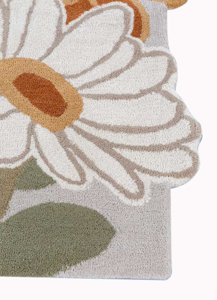 light silver/white Floral Hand Tufted Rug