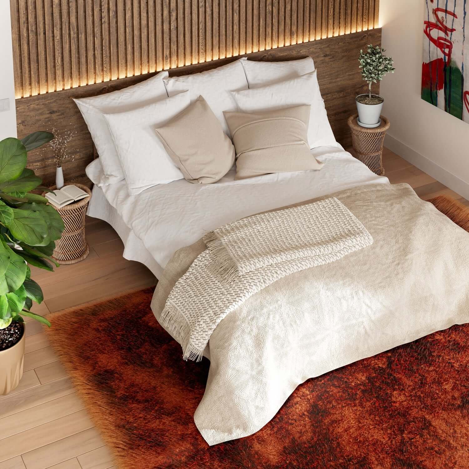 Rust Orange Shaggy Rug Plush Soft