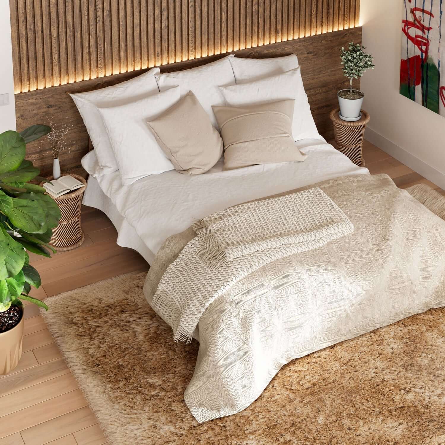 Plush Soft Cream Shaggy Area Rug