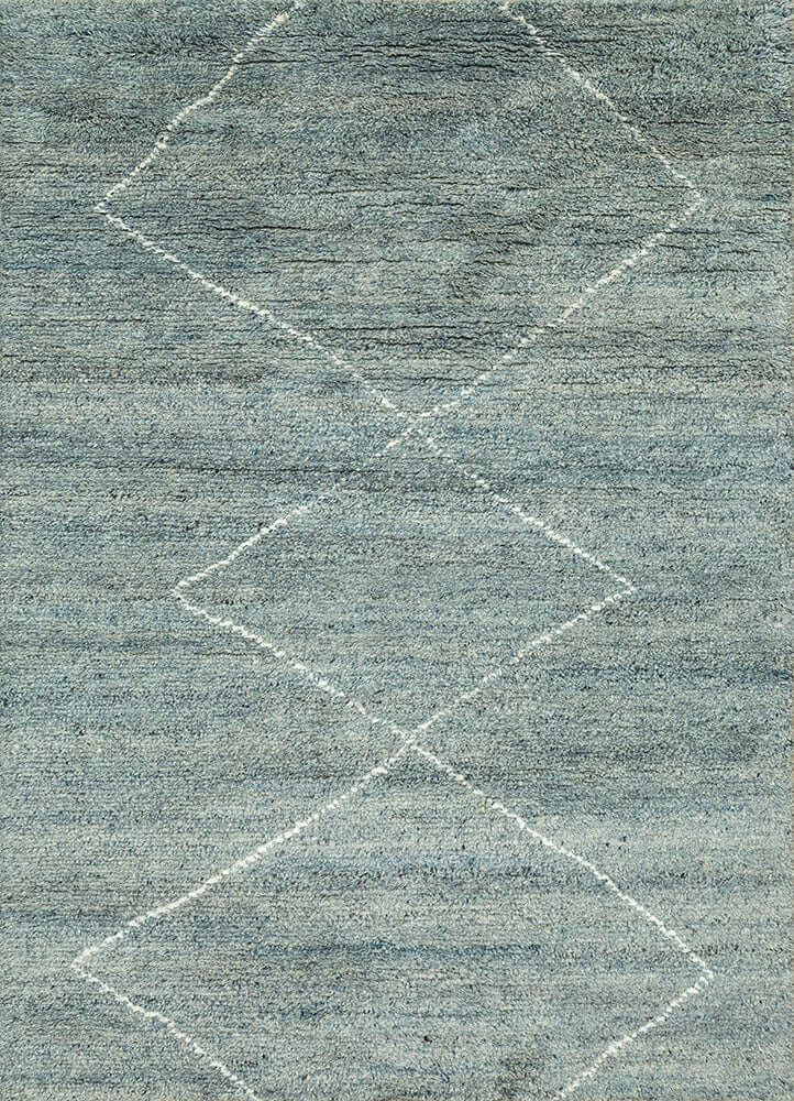 Blue Haze/White  Moroccan Rug