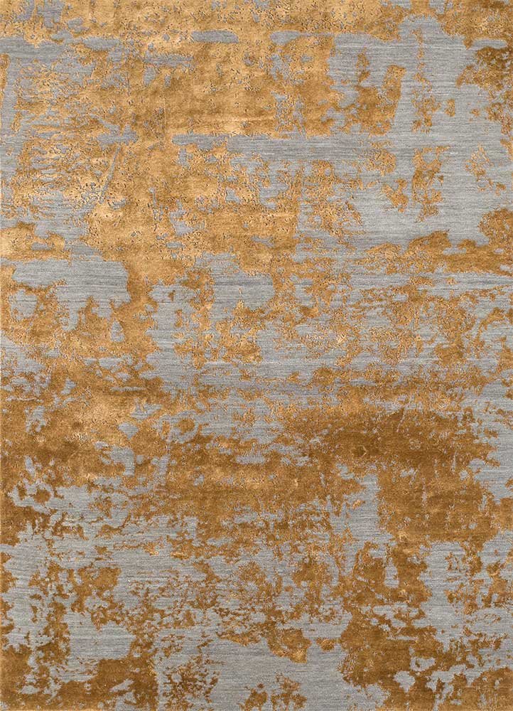 Dark Taupe & Burnished Gold Hand-Knotted Rug